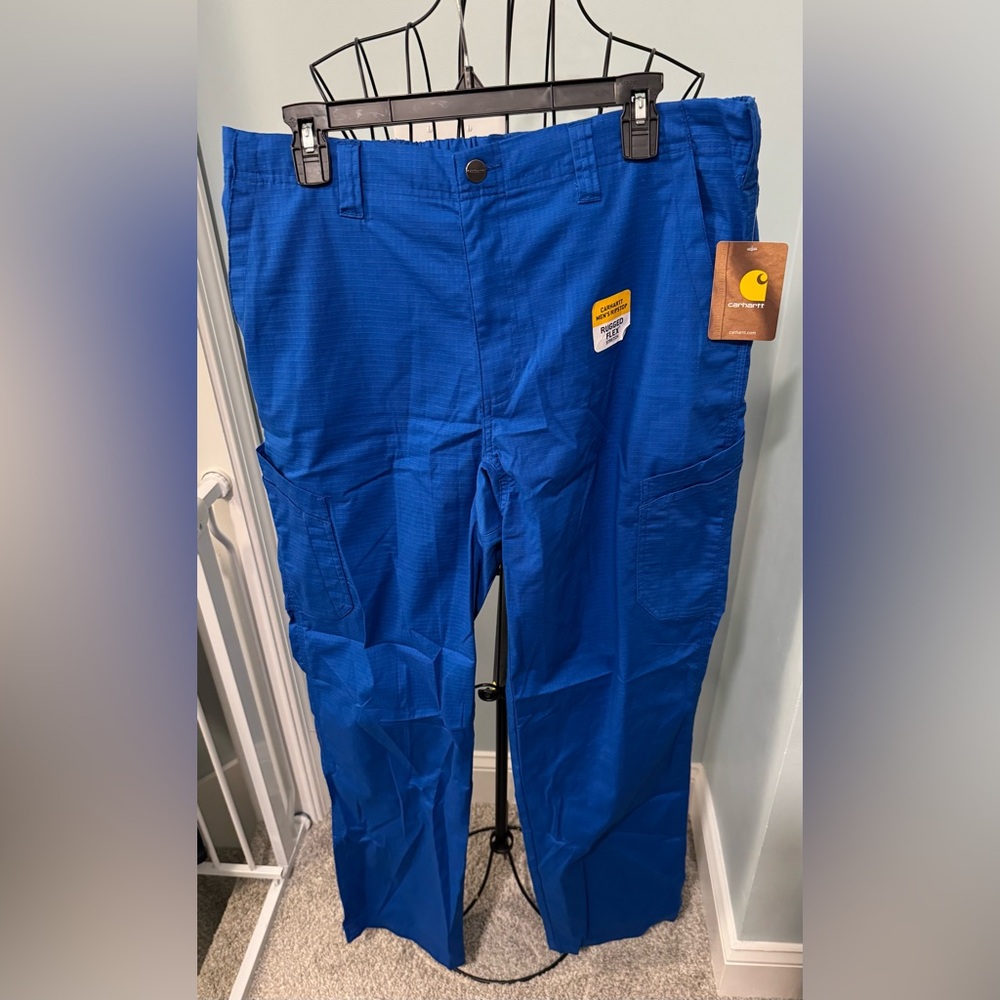 Carhartt C56418 Mens Rugged Flex Royal Blue Large tall Ripstop Cargo Pants scrub